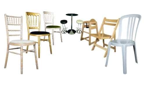 Range of chairs for hire in Kent from jubilee hire ltd