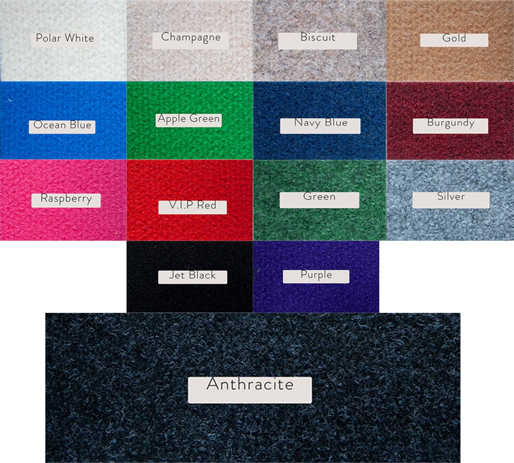 The different colours of carpet we have on offer